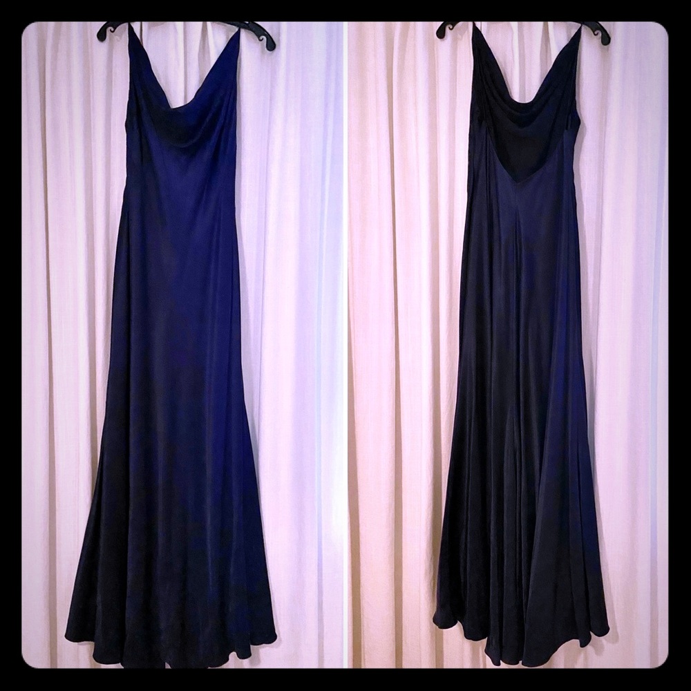 silk Ralph Lauren backless floor length gown